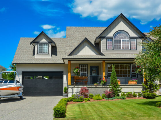 bigstock Suburban House With Landscapin 279609763